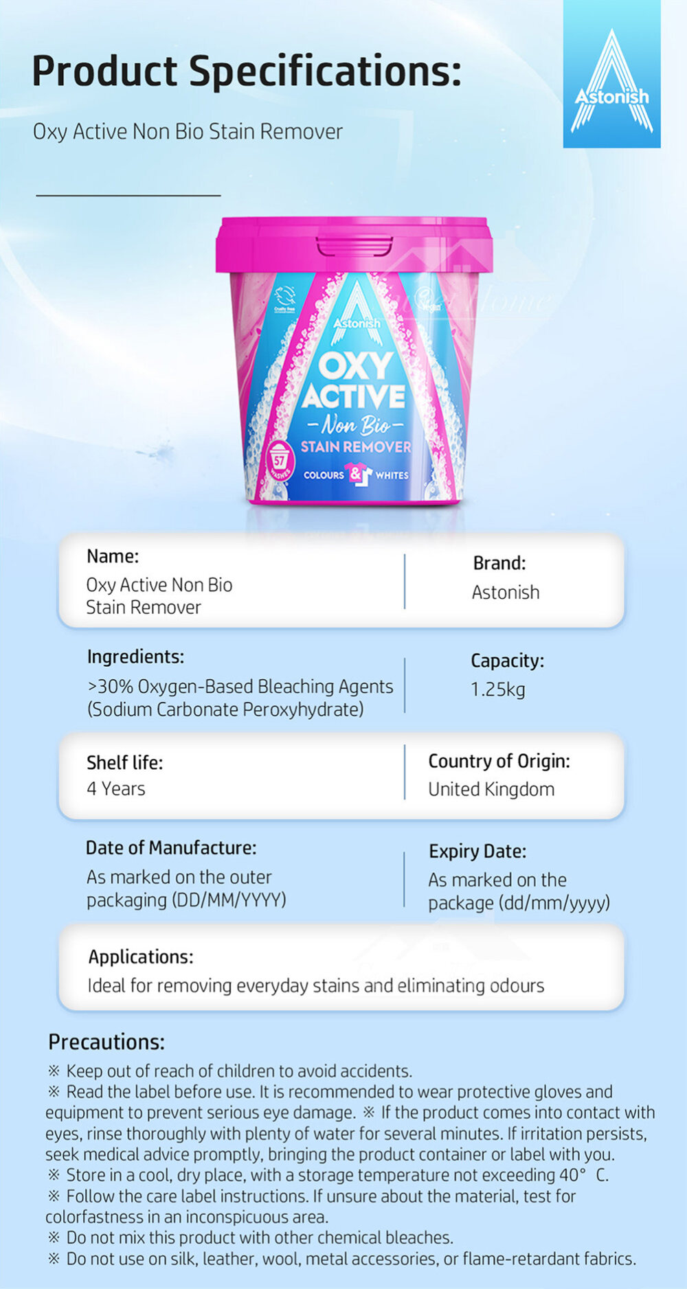 Astonish C1410 Oxy Active Non Bio Stain Remover-